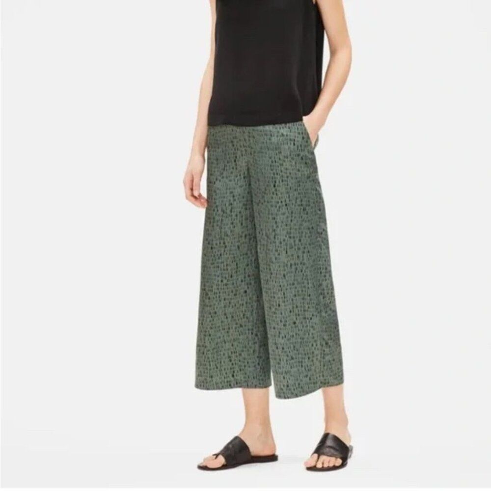 Eileen Fisher Silk & Organic Cotton Jacquard Trousers Nori Pant XL/TG